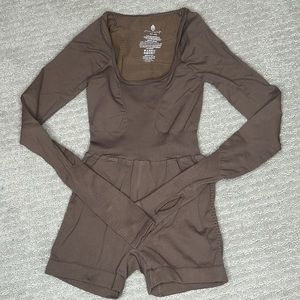 FREE PEOPLE | NWOT Good Karma Long Sleeve Runsie in Wild Mustang *